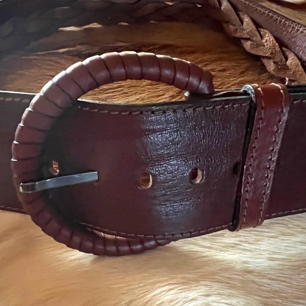 Landres Italian Leather 2.5" Braided 3-Strap 8032 Belt Made in Canada -- Size M